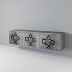 GAMER CHOICE 3-Door TV Stand in Grey Finish