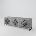 GAMER CHOICE 3-Door TV Stand in Grey Finish