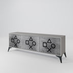 GAMER CHOICE 3-Door TV Stand in Grey Finish
