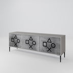 GAMER CHOICE 3-Door TV Stand in Grey Finish