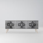 GAMER CHOICE 3-Door TV Stand in Grey Finish