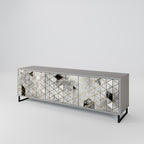 ASHEN ARIA 3-Door TV Stand in Grey Finish