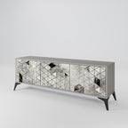 ASHEN ARIA 3-Door TV Stand in Grey Finish