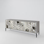 ASHEN ARIA 3-Door TV Stand in Grey Finish