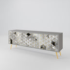 ASHEN ARIA 3-Door TV Stand in Grey Finish