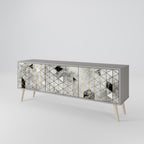 ASHEN ARIA 3-Door TV Stand in Grey Finish