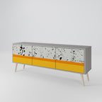 DYED BY ORANGE 3-Door TV Stand in Grey Finish
