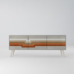 PECULIAR TRAIL 3-Door TV Stand in Grey Finish