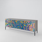 MEMORIES MAP 3-Door TV Stand in Grey Finish