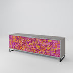 LOVELY MEMORIES 3-Door TV Stand in Grey Finish