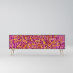 LOVELY MEMORIES 3-Door TV Stand in Grey Finish