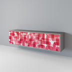 KALEIDOSCOPIC CUBISM 3-Door TV Stand in Grey Finish