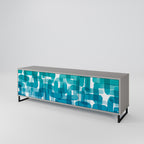 TURQUOISE RECTANGLES 3-Door TV Stand in Grey Finish