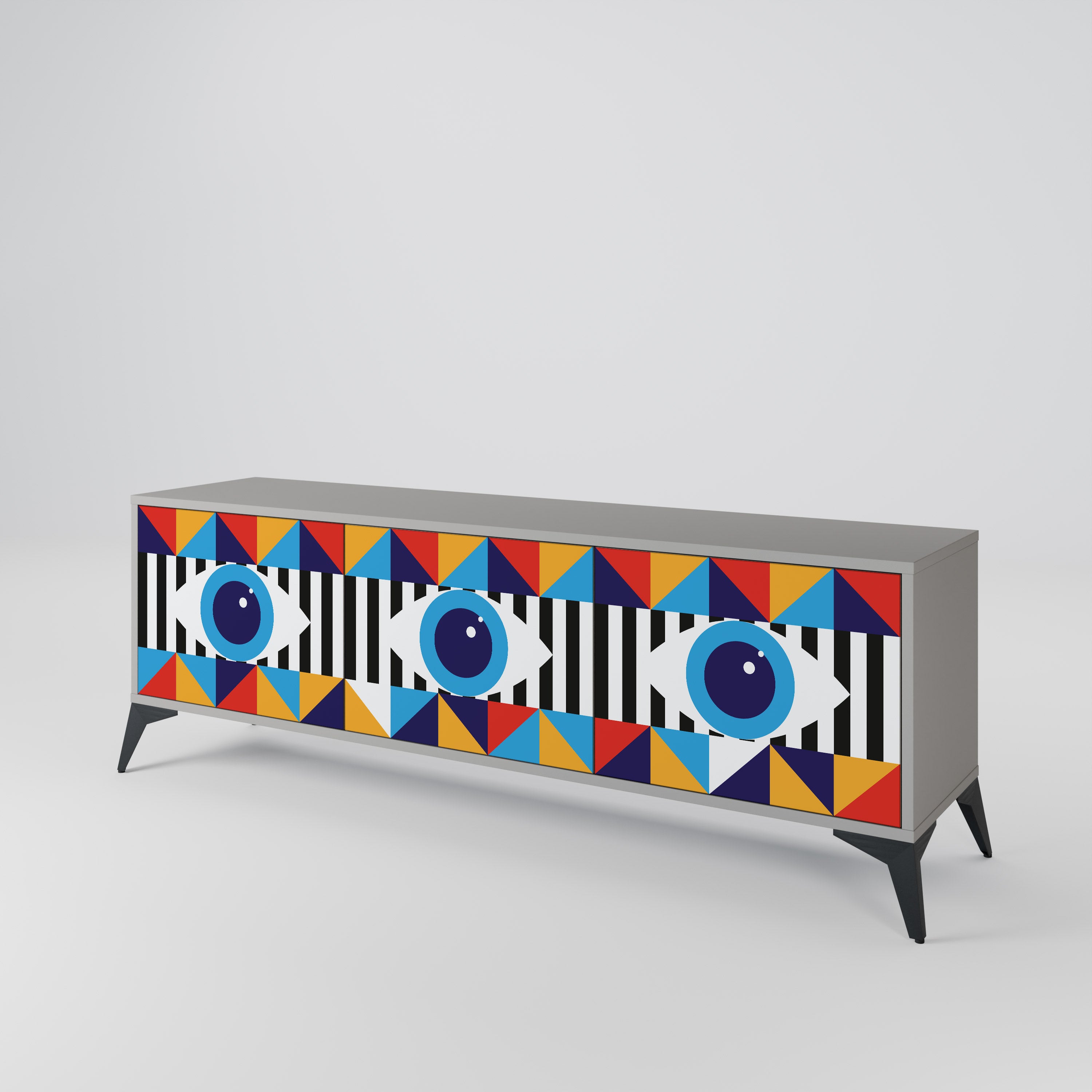 ABSTRACTION AND GEOMETRY 3-Door TV Cabinet