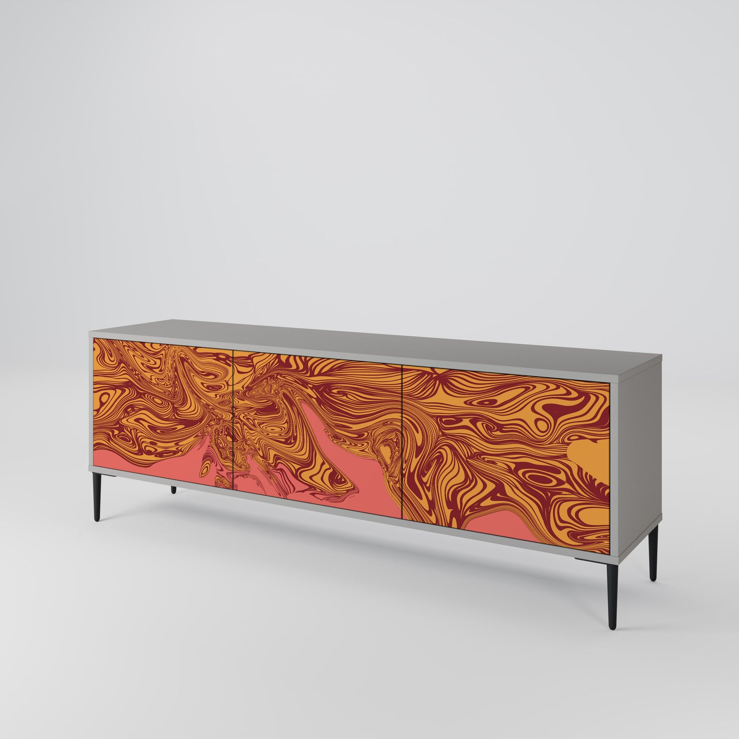 FLOATING THOUGHTS 3-Door TV Stand in Grey Finish