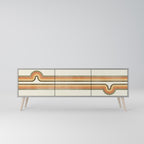 EXCEPTIONAL STREAM 3-Door TV Stand in Grey Finish