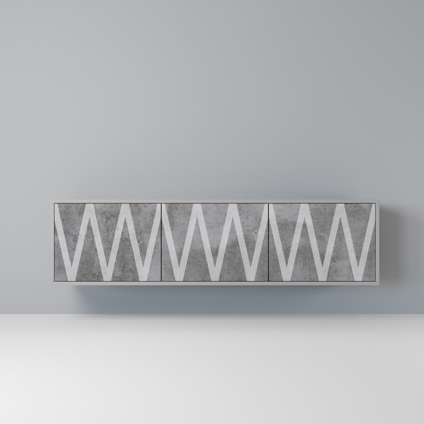 SOLID ZIG ZAG 3-dörrars TV-bänk i grå finish