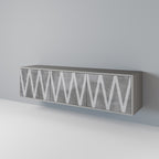 SOLID ZIG ZAG 3-Door TV Stand in Grey Finish