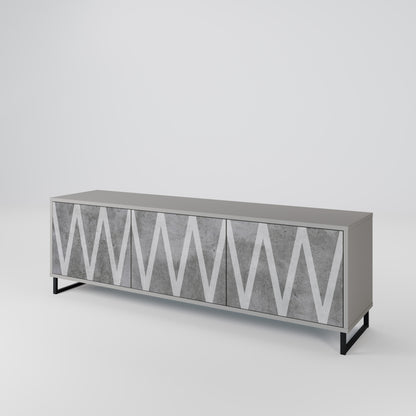 SOLID ZIG ZAG 3-dörrars TV-bänk i grå finish