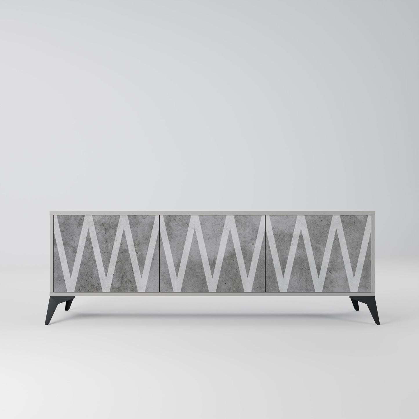 SOLID ZIG ZAG 3-dörrars TV-bänk i grå finish
