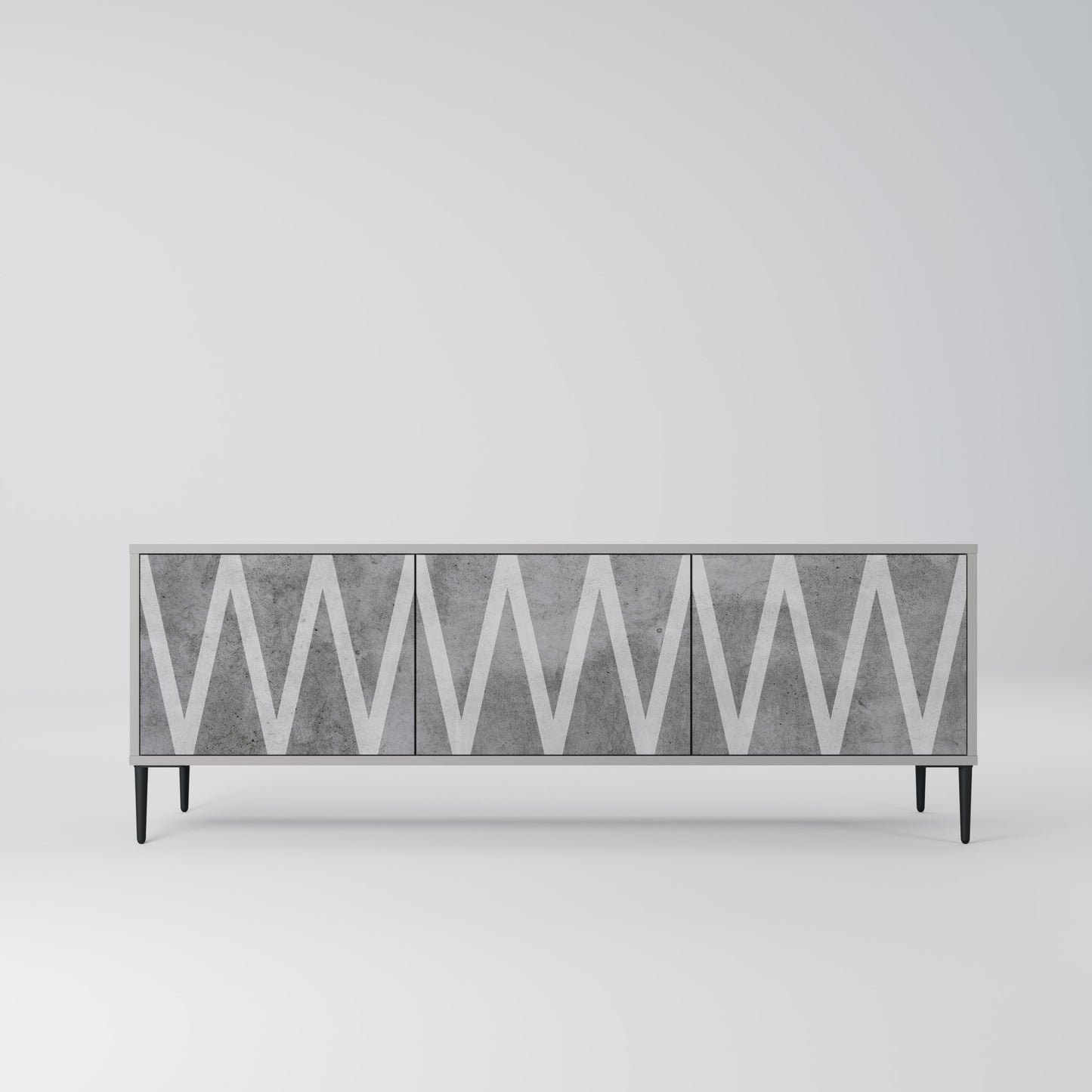 SOLID ZIG ZAG 3-dörrars TV-bänk i grå finish