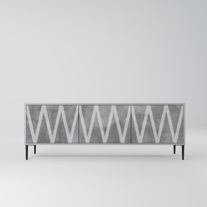 SOLID ZIG ZAG 3-dörrars TV-bänk i grå finish