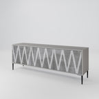 SOLID ZIG ZAG 3-Door TV Stand in Grey Finish