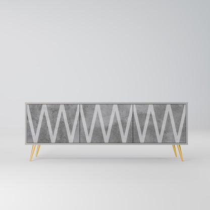 SOLID ZIG ZAG 3-dörrars TV-bänk i grå finish