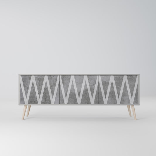 SOLID ZIG ZAG 3-dörrars TV-bänk i grå finish
