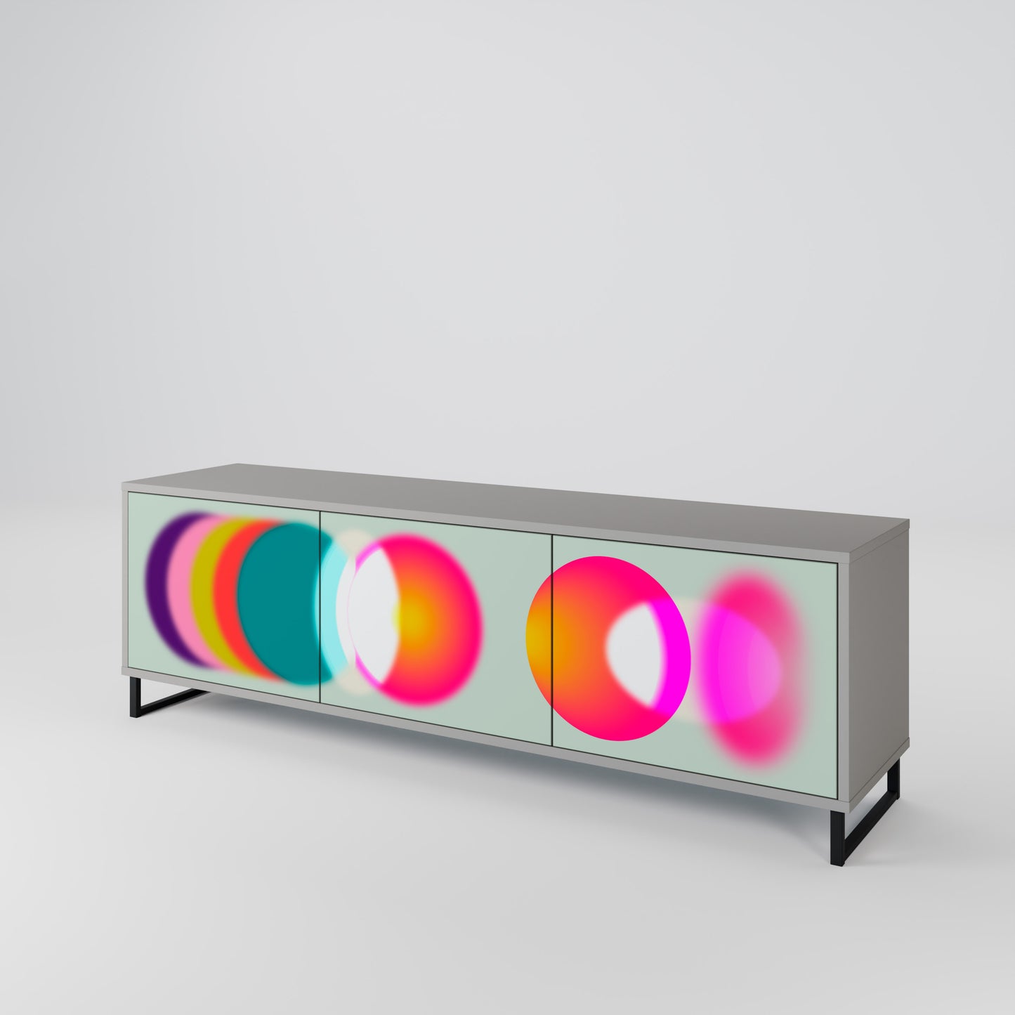 SYMPHONY OF COLORS 3-Door TV Stand in Grey Finish
