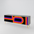 BLINDED BY THE LIGHTS 3-Door TV Stand in Grey Finish