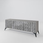 WAVES OF CONCRETE 3-Door TV Stand in Grey Finish