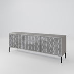 WAVES OF CONCRETE 3-Door TV Stand in Grey Finish