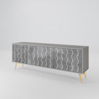 WAVES OF CONCRETE 3-Door TV Stand in Grey Finish