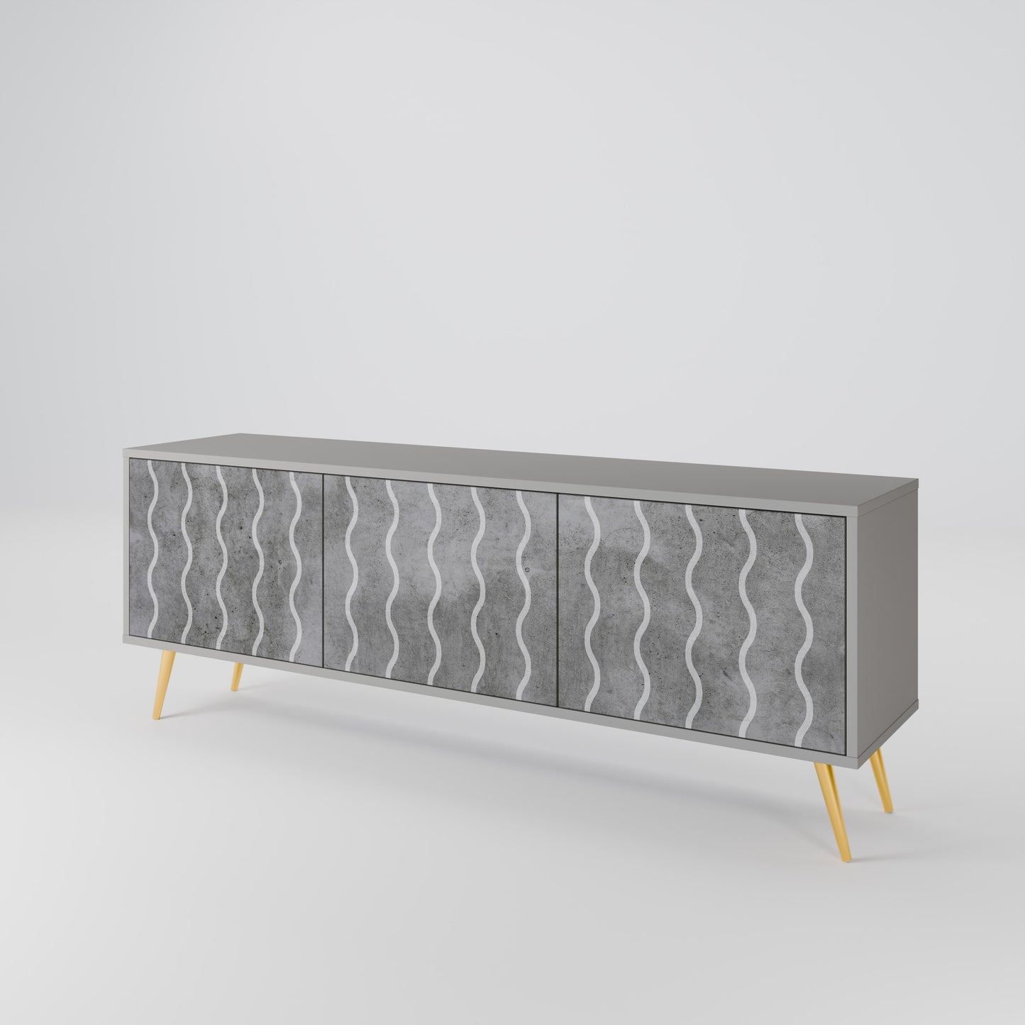 WAVES OF CONCRETE TV-bänk med 3 dörrar