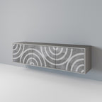 CIRCLE CONCRETE 3-Door TV Stand in Grey Finish