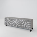 CIRCLE CONCRETE 3-Door TV Stand in Grey Finish