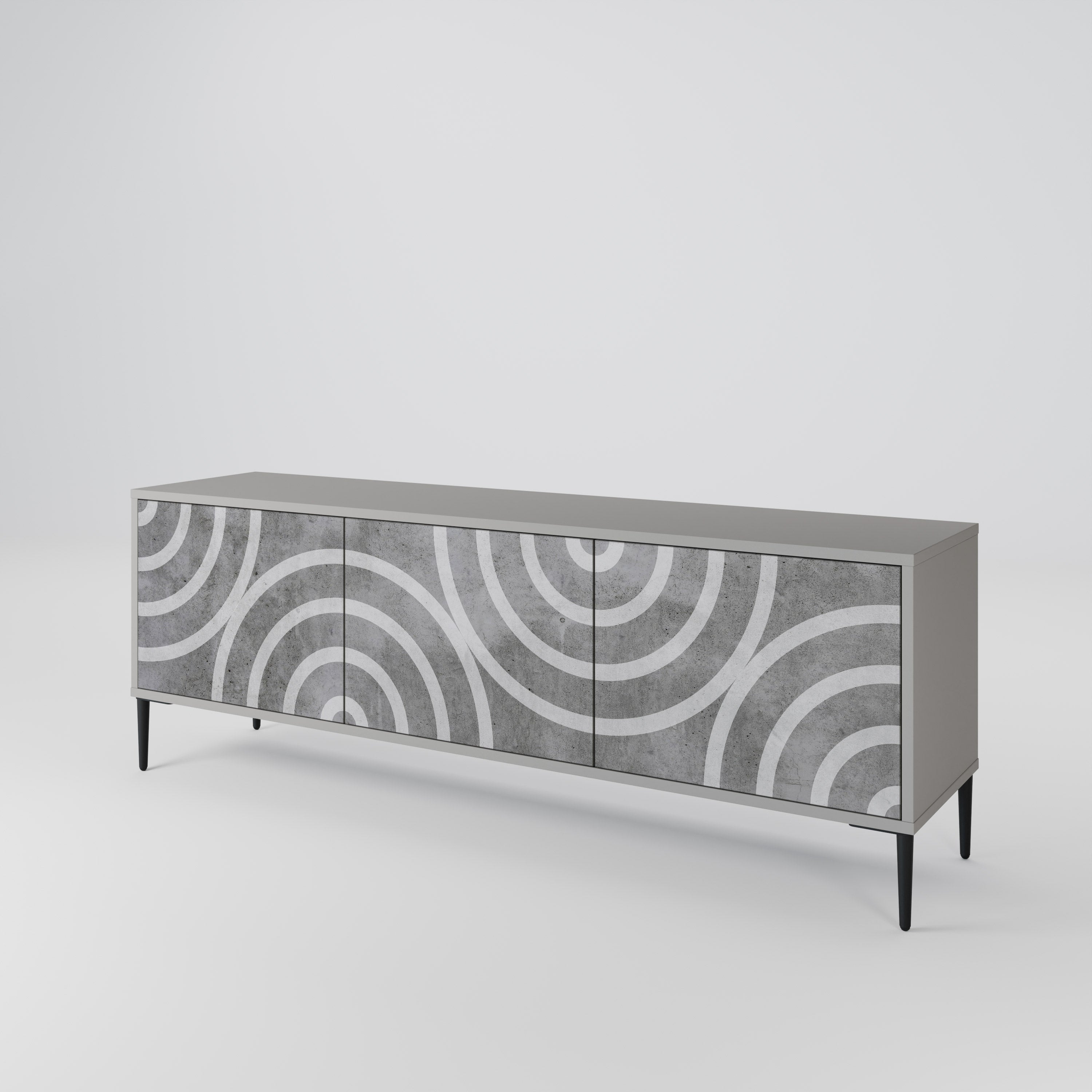 CIRCLE CONCRETE TV-bänk med 3 dörrar