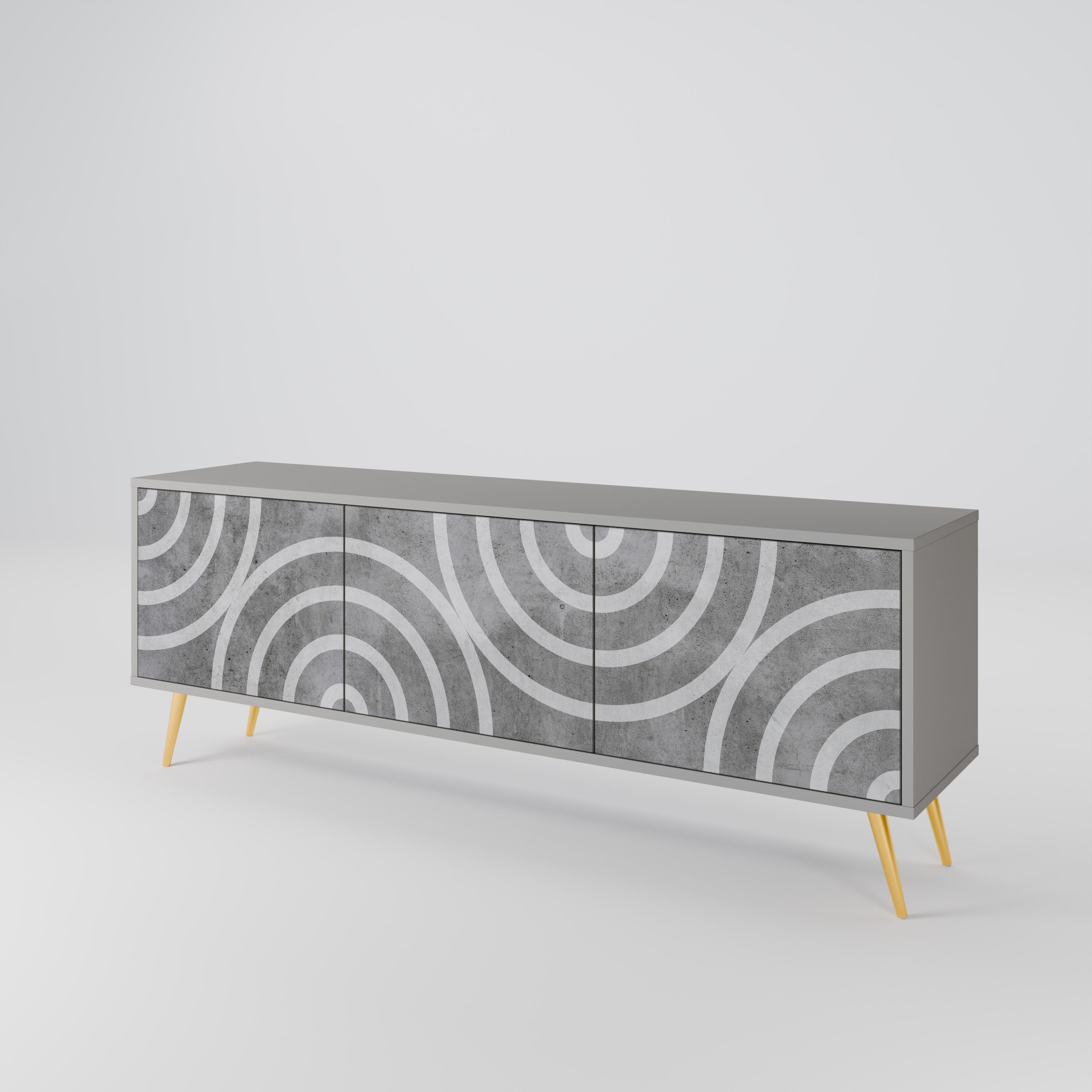CIRCLE CONCRETE TV-bänk med 3 dörrar