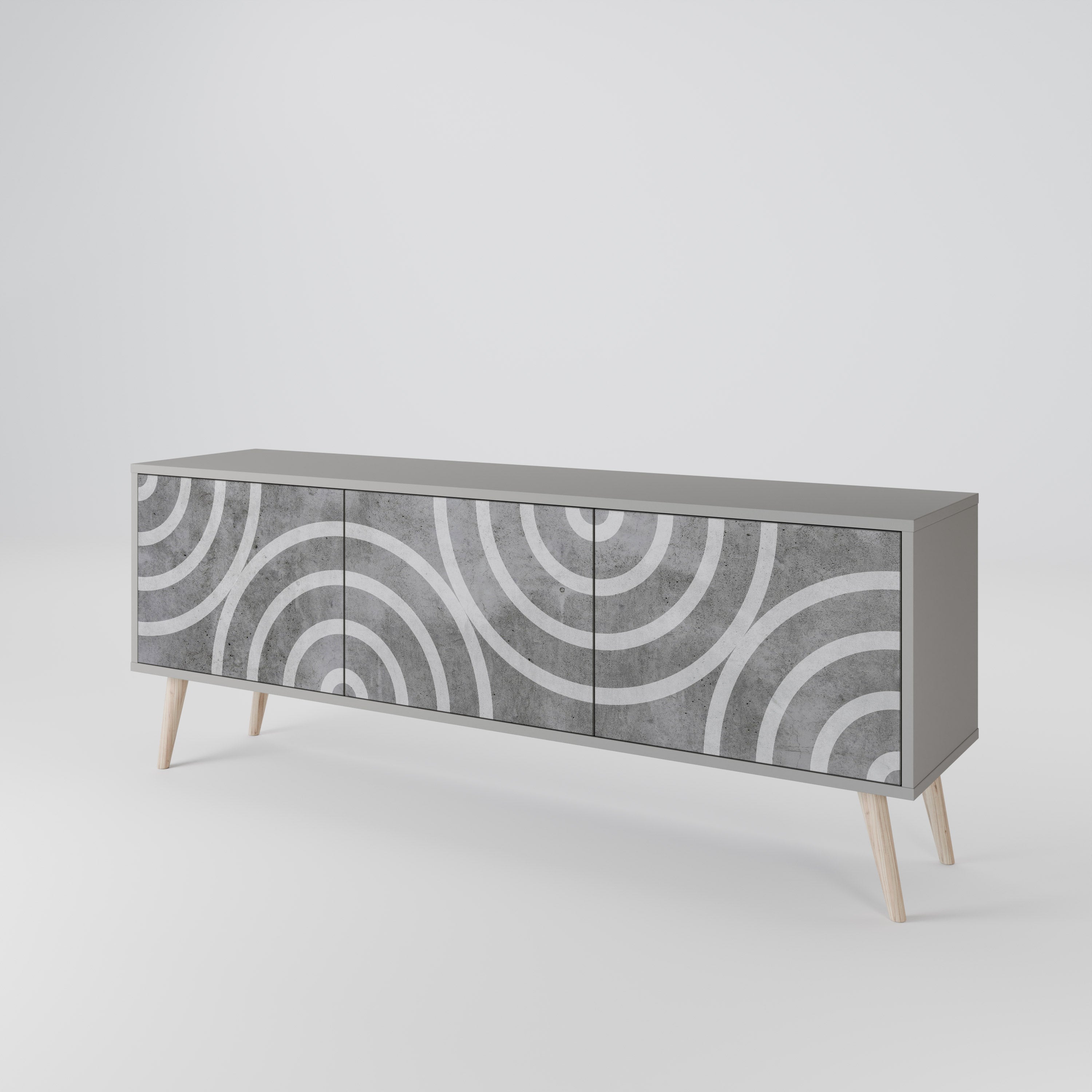 CIRCLE CONCRETE TV-bänk med 3 dörrar