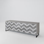 TOUGH ZIG ZAG 3-Door TV Stand in Grey Finish