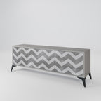 TOUGH ZIG ZAG 3-Door TV Stand in Grey Finish