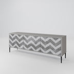 TOUGH ZIG ZAG 3-Door TV Stand in Grey Finish