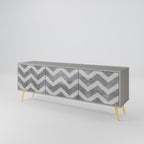 TOUGH ZIG ZAG 3-Door TV Stand in Grey Finish