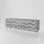 TOUGH ZIG ZAG 3-Door TV Stand in Grey Finish