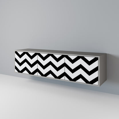 CLASSIC ZIG ZAG TV-bänk med 3 dörrar i grå finish