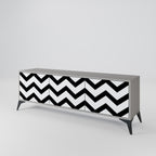 CLASSIC ZIG ZAG 3-Door TV Stand in Grey Finish