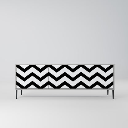 CLASSIC ZIG ZAG TV-bänk med 3 dörrar i grå finish