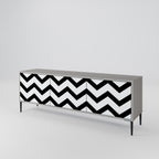 CLASSIC ZIG ZAG 3-Door TV Stand in Grey Finish
