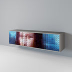 CONSTRUCTIVE ART 3-Door TV Stand in Grey Finish